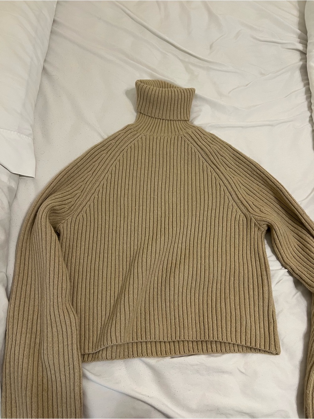 H&M Camel Ribbed Turtleneck Sweater